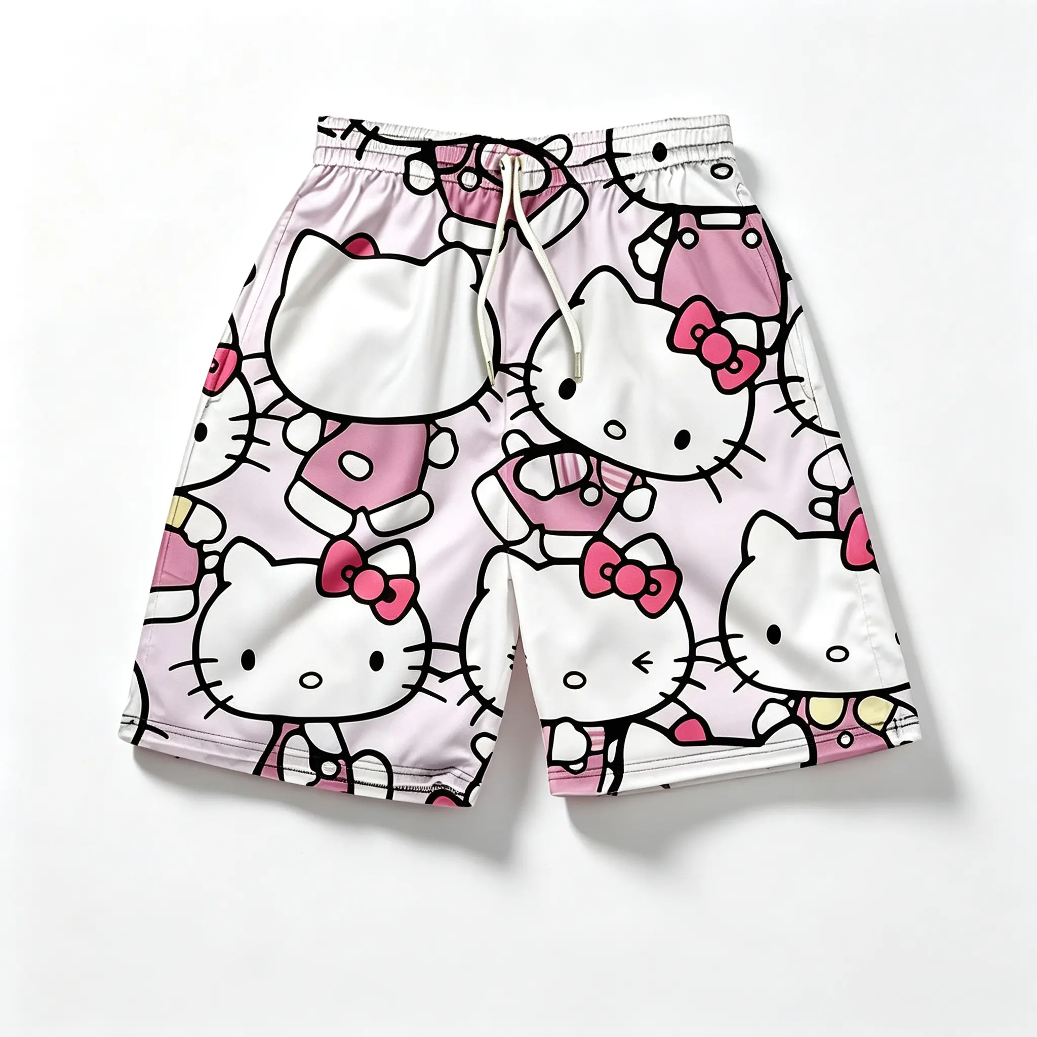 Hello Kitty Quick Dry Beach Shorts Sanrio Licensed Elastic Waist Summer Swim Bottoms for Girls & Women