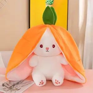 Cute Strawberry Bunny Plush Toy Soft Kawaii Stuffed Animal, Huggable Stuffed Animal Gift for Kids Girls Hug Pillow Bed Decoration Birthday Present Furry Friends Plush Doll