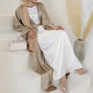 RYA Modest Attire Open abaya dress with pockets and belt includes the white inner