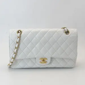 Pre-owned CHANEL caviar Crossbody Bags White Leather Classic Flap Medium Handbag