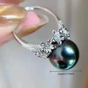 Lady Freshwater Pearl Peacock Green Ring, Open Ring Adjustable 6-10 Degrees, Fashion Accessories, Perfect Gifts, Ideal for Daily Use and Partying, High Quality Ring