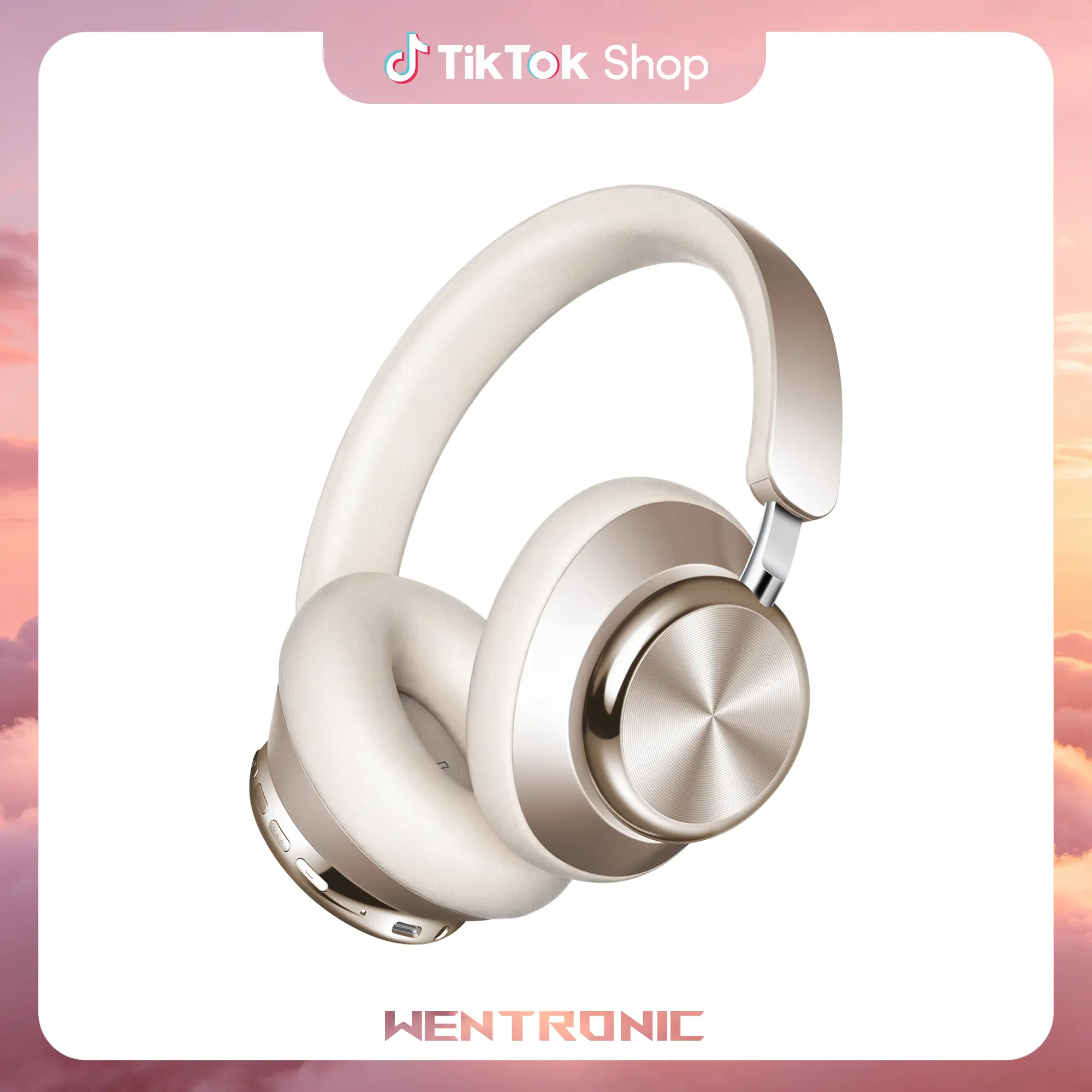 WENTRONIC Y03 Over-Ear Noise Cancelling Headphone - ANC Enabled, Adjustable Soft Ear Cushions, 48 Hours Playtime, High Sound Quality, 6 EQ Music Modes, Stable Connection, 3.5mm Jack, Ideal for Subway, Airplane Use