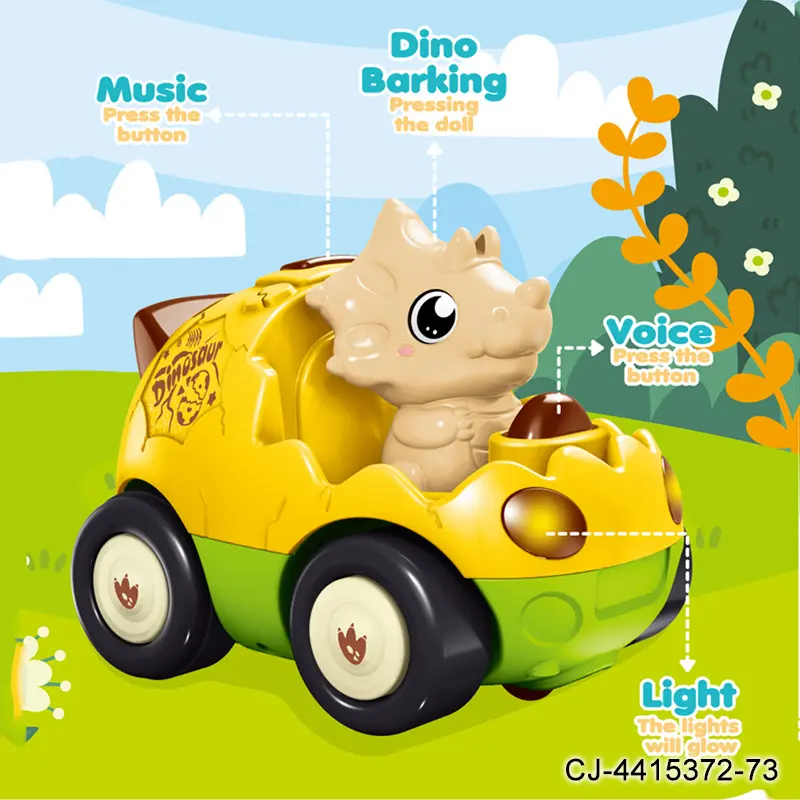 Cartoon Dino Remote Control Car for Kids 2 Channel RC Toy with Lights Music Easy Control Toddler RC Car Fun Racing Toy for Boys Girls Gift Birthday Gift Party Favor Cute Dinosaur Vehicle Toy Indoor Outdoor Play