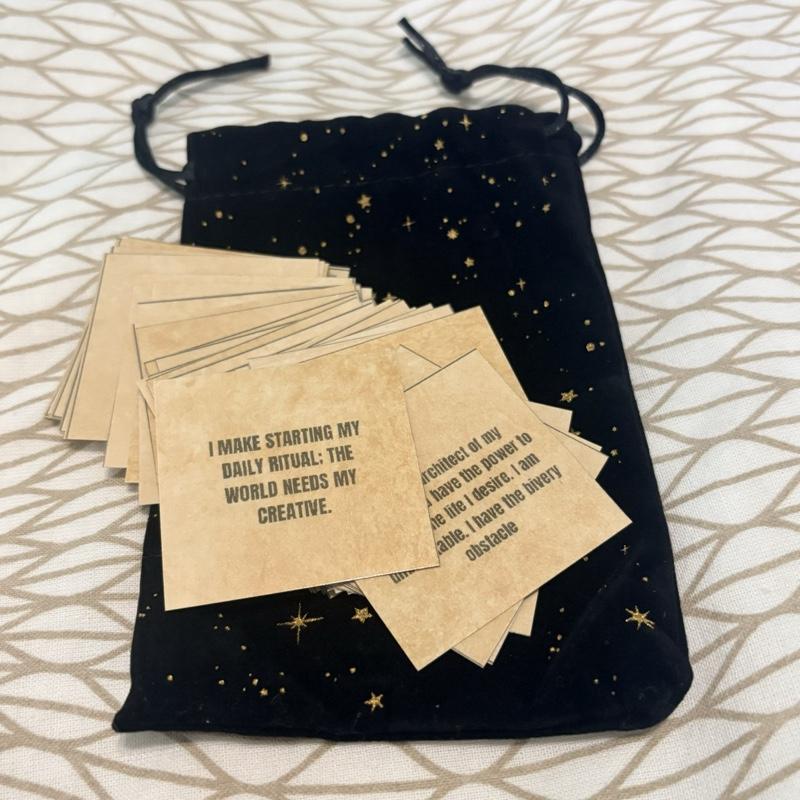 48 Positive Affirmation Cards 2x2 inch Laminated Durable Bold Font Manifest Rewire Subconscious for Abundant Mindset Comes in Moon n Star Pouch