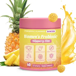 Feminine Probiotic & Prebiotic Gummies | Hawaiian Pineapple, Slippery Elm & Lactobacillus | 60ct pH Balance Supplement