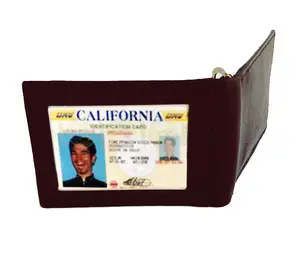 Black MENS LEATHER MONEY CLIP Credit Card Wallet ID Badge Holder US SELLER