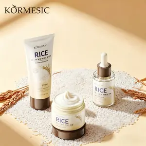KORMESIC Korean Rice 3-Piece Skincare Self Care Kit - Cleanser, Serum, Moisturizer Face Cream for Daily Hydrate, Skin Barrier Care, Adults' Beauty Gift