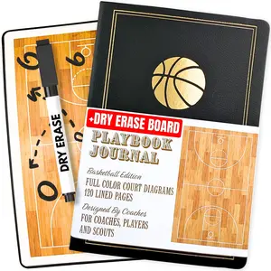 Basketball Coaching Board & Playbook Planner with Full-Court Dry Erase for Coaches and Players, Drills, Stats, Games Scorebook - Marker Included