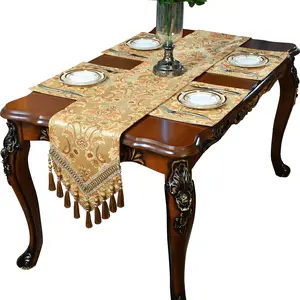 Luxury   Table Runner 72 Inches Long with  Damask Jacquard Design for Dining Room,Living Room, Decor,Elegant Beaded Tapestry,Lining (, 13x72 inch)
