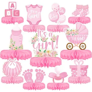 Girl Baby Shower Decorations Set - Kit with Pink Honeycomb Centerpiece, Baby Reveal & Themed Table Decor for the Baby Girl Shower Decorations