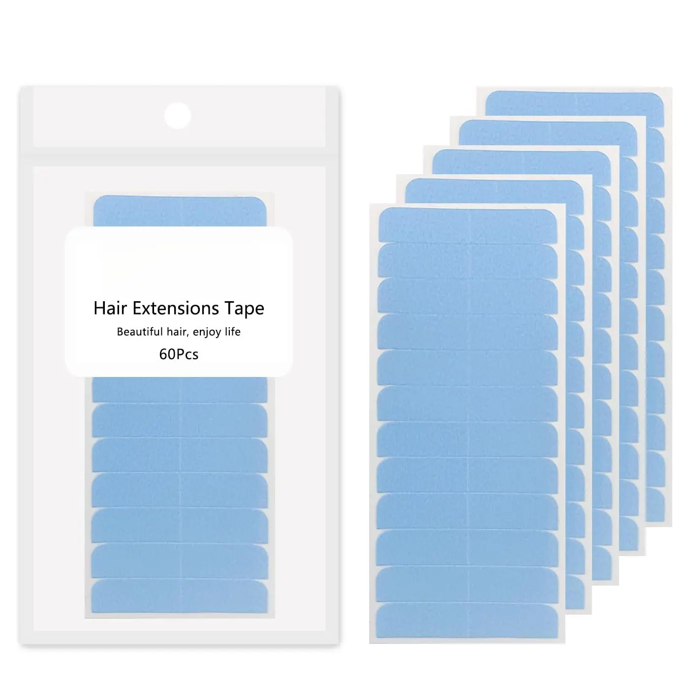 Hair Extension Tape Replacement, Double-Sided Invisible Tape in Hair Extensions Human Hair Professional Adhesive Tape No  for Hair Extensions #Blue(60 Pieces)
