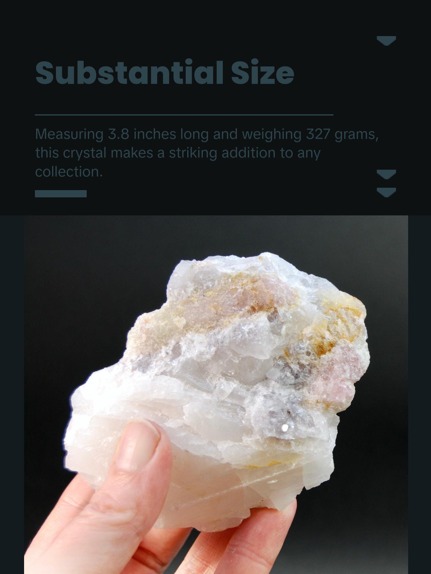 3.8in 327g Raw Tricolor Tourmaline Lepidolite Crystal on Quartz Matrix, Brazil