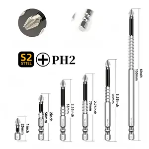 6PCS K5 Anti Slip Bit Set 6pcs Impact Resistant Non Slip Bits with High Magnetic Properties for Versatile Drilling Tasks Titanium Alloy Cross Head Secure Grip Reliable Performance