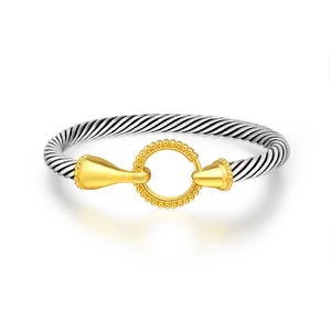 Mytys Stackable Round Two Tone Vintage Bracelets Elegant Minimalist Bangle Gift Trendy Jewellery Accessories For Women Girlfriend