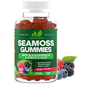 Sea Moss 3000mg Gummies with Bladderwrack and Burdock Root - Natural Irish Sea Moss Superfood for Immune, Thyroid and Detox Support - Extra Strength for Men & Women - Gluten-Free, Vegan - 60 Gummies