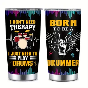 20oz Stainless Steel Insulated Drummer Coffee Travel Mug Flask, Portable Drinkware, Ideal Gift for Drummers, Flasks