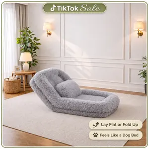 5-Position Adjustable Human Dog Bed, Convertible Plush Lazy Sofa Floor Gaming Chair for Bedroom, Living Room, Gaming, Meditation & Relaxation large Foldable