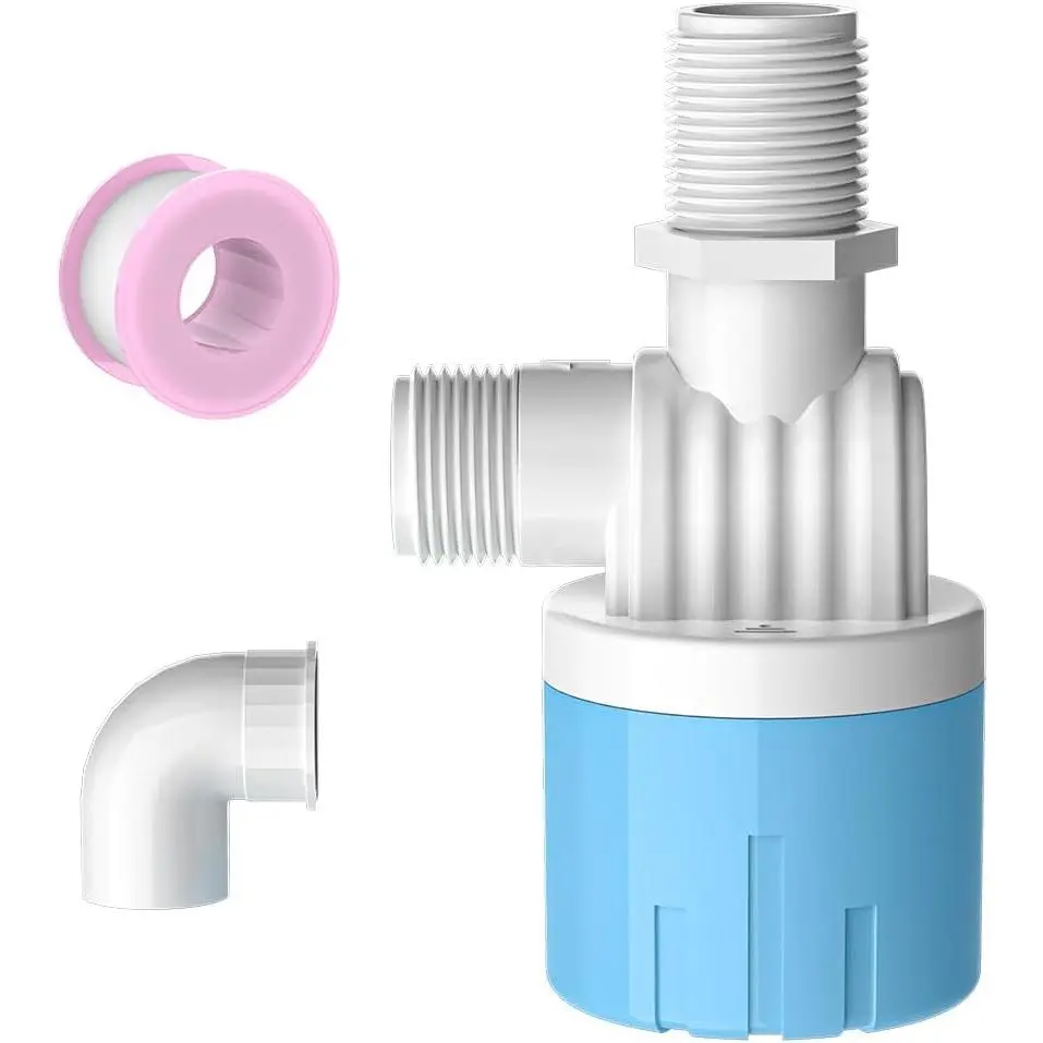 1 Pack 3/4 Float Valve for Water Tank, Automatic Water Level Control Trough Blue Plastic Float Valve Switch for Pool, Pond, Livestock(Top inner)