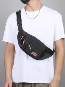 1pc  Men's sloping shoulder chest bag, lightweight waist bag with zipper closure, fashionable and versatile, casual and simple, suitable for students, campus, work, commuting, shopping, men's sloping shoulder chest bag, Zipper Fanny Pack
