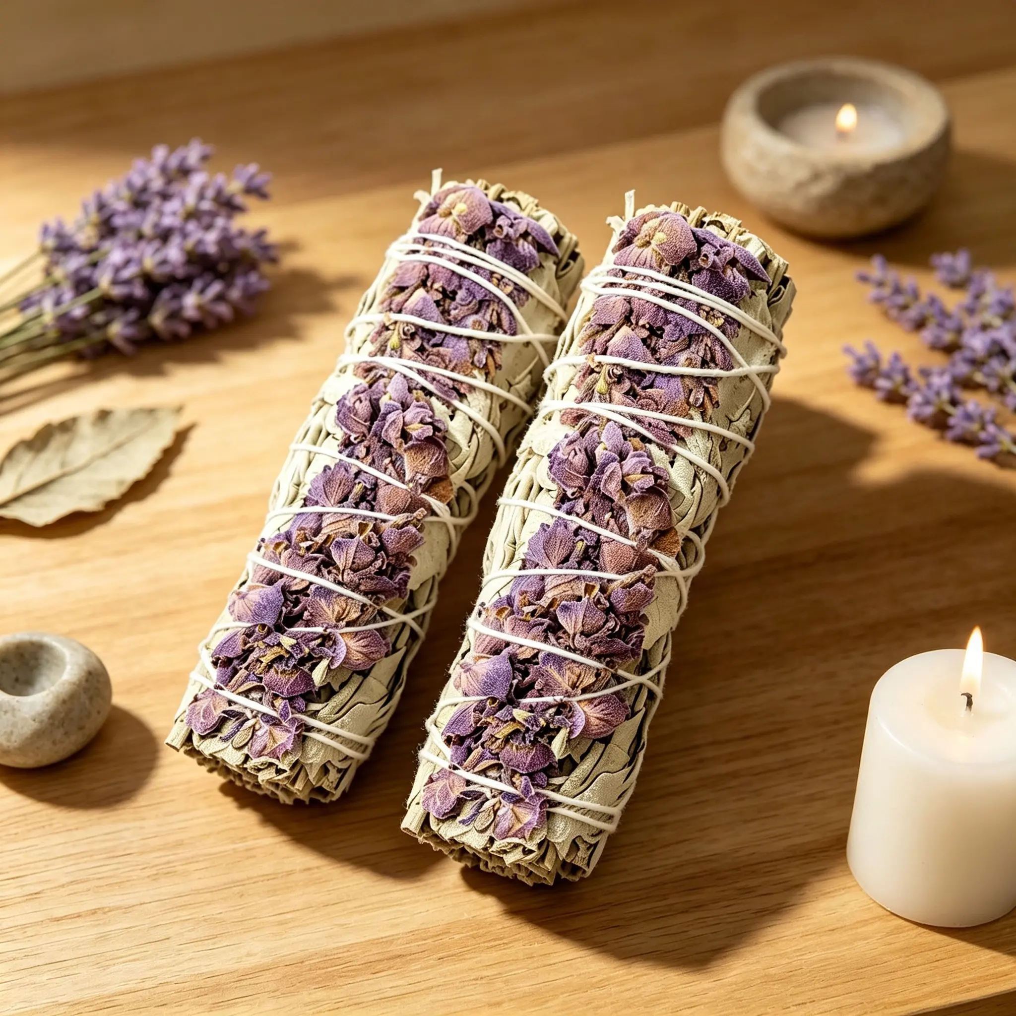 Lavender and white sage purification, natural herbal aromatherapy, available in 2/4/6 sticks, incense sticks, low-smoke to soothe emotions and space, purification candles, suitable for meditation, home decor, Easter, and Halloween