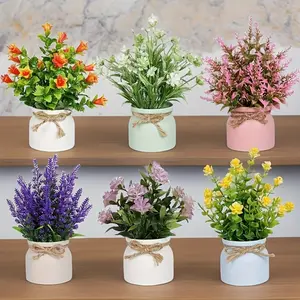 Artificial Flowers Flowerpot Plant, Artificial Flowers Potted Plant, Green Plant, Artificial Mini Fortune Tree, Home Desktop Decoration