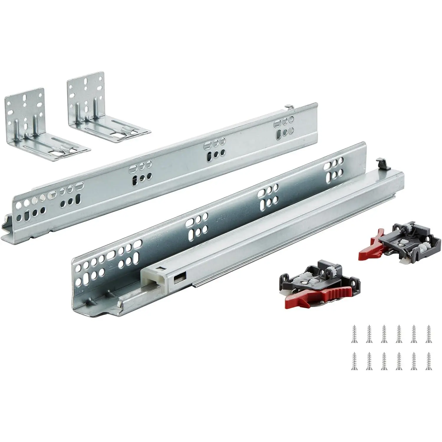 VEVOR Bottom Mount Drawer Slides 6 Pairs 15 Inch, Heavy Duty Ball Bearing Soft Close Full Extension Steel Tracks, Noiseless Guide Glides for Cabinet Kitchen Drawers with Locking, 100 Lbs Capacity