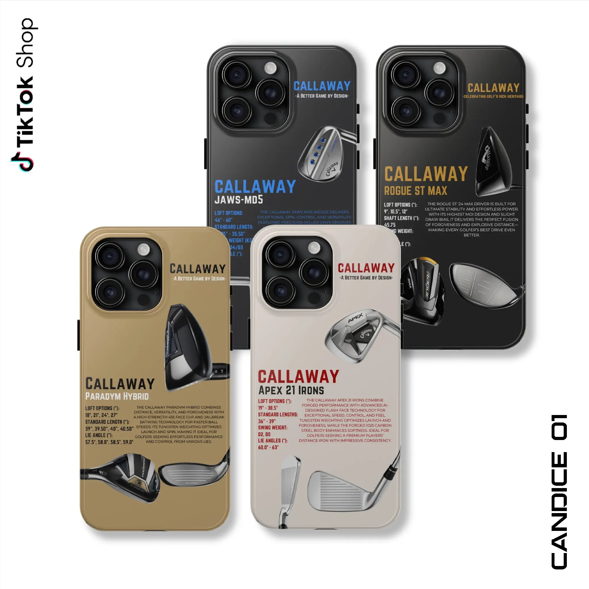 Callaway Golf Phone Case,  Golf Club Phone Cover, Golf Accessories Gift  17 Air Pro Max