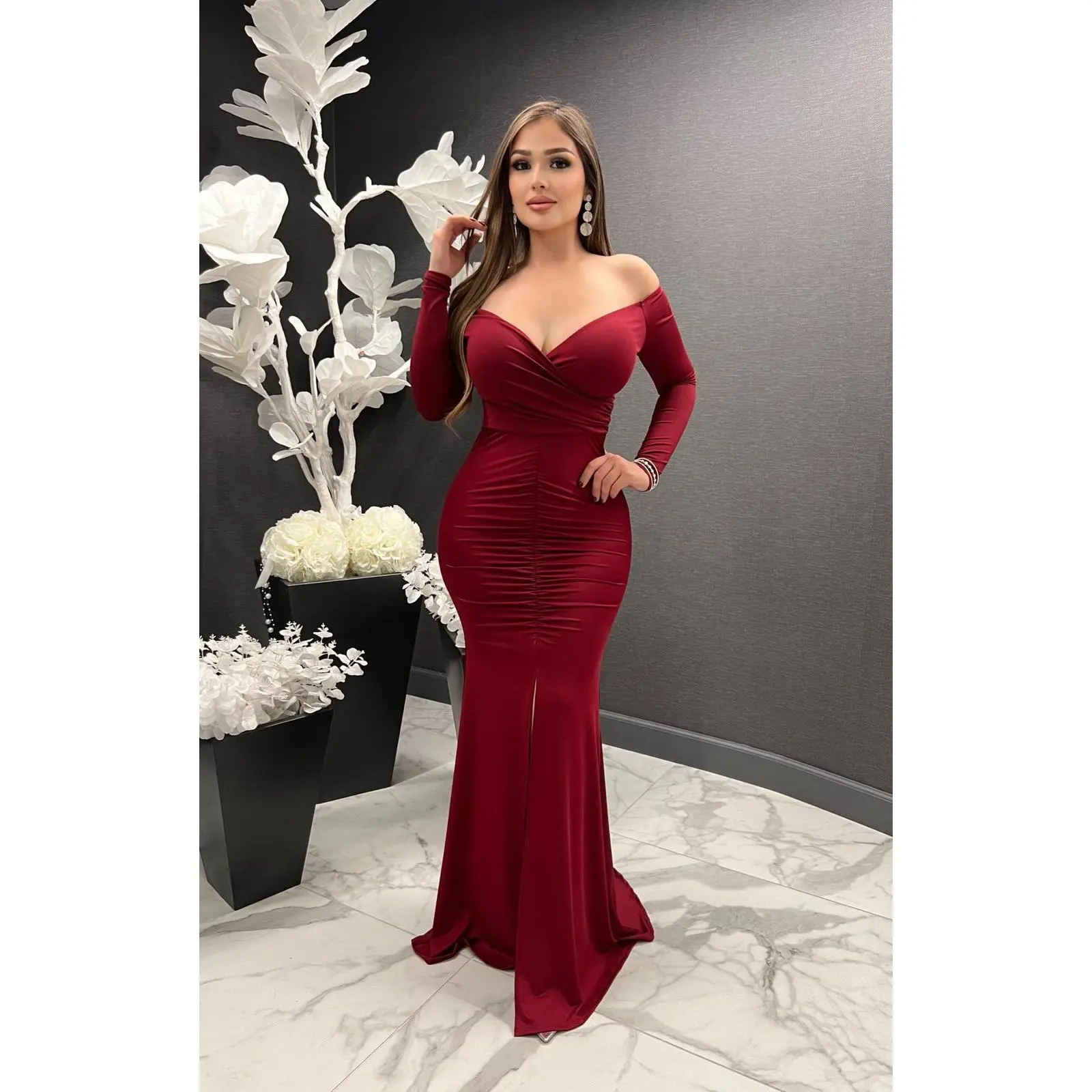 Women's Elegant Longsleeves Formal Eloísa Dress - Lady's Classic Style, Versatile Fit, Comfortable Polyester Glamorous Formal Dresses for Everyday Wear, Formal Wear, Elegant Formal Dresses