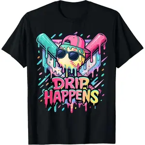Baseball Life Style 101 Apparel Youth Drip Baseball Boys T-Shirt Cotton Fabric
