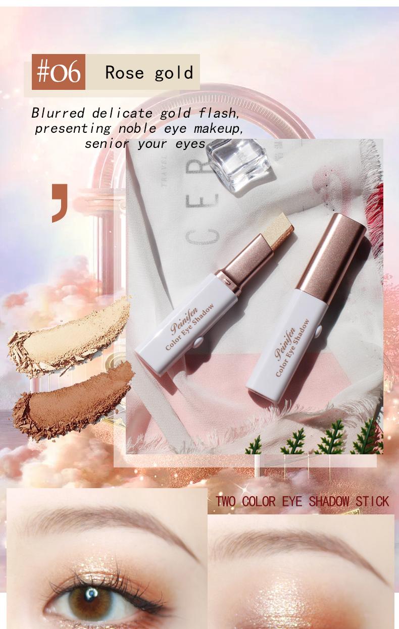 6pcs/set Pearlescent Two-color Eyeshadow Stick - Pearlescent Polarized Design, Waterproof and Smudge-proof, Smooth Application, Long-lasting Smoky Eyeshadow Pen, Suitable for Daily and Party Looks, Glitter Shimmer Eyeshadow
