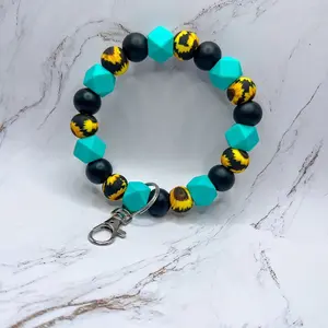 Aqua Sunflower Key Wristlet