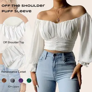 Imily Bela Womens Elegant Off The Shoulder Puff Sleeve Blouse Summer Chiffon Slim Fit Party Crop To Imily Bela Womens Elegant Off The Shoulder Puff Sleeve Blouse Summer Chiffon Slim Fit Party Crop To