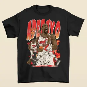 Bam Adebayo Cartoon Style Miami Basketball T-Shirt - Men’s Adult Sizes, 100% cotton tee, unisex style