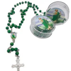 12pcs St Jude Rosaries Recuerdos para Bautizo y Communion, San Judas Tadeo rosarios de madera Religious  Wooden rosaries