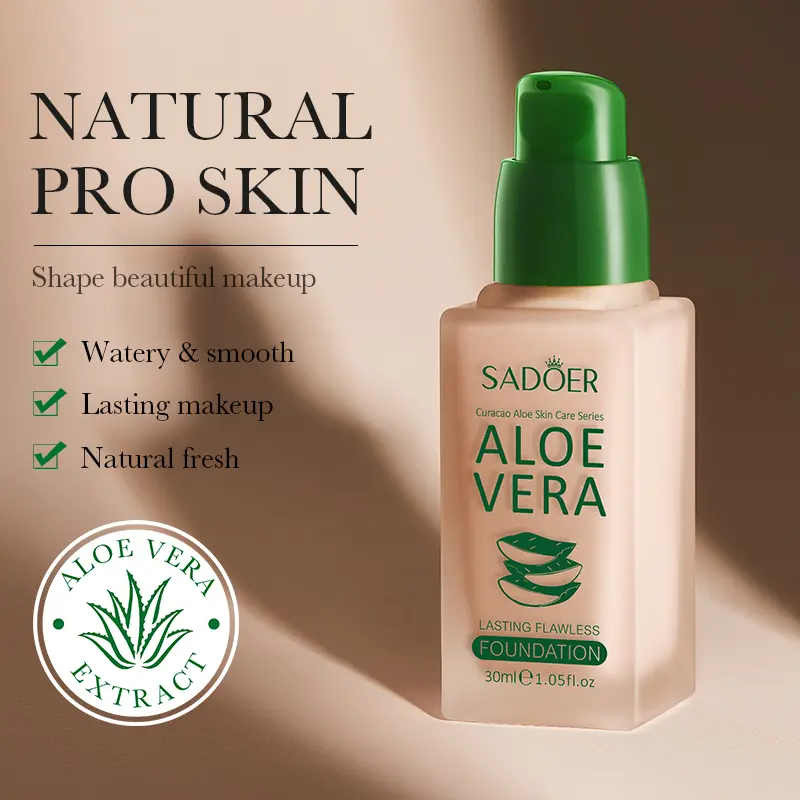 Aloe Vera Liquid Foundation, Lightweight Moisturizing Cosmetic with 12H Oil Control for Oily Skin, Smoothing Pore Coverage, Makeup Products, Moisture