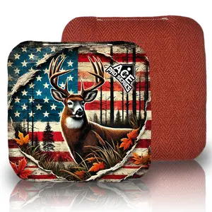Stars, Stripes, and Antlers Red Carpet Cornhole Bags | ACE Pro Carpet, Set of 4