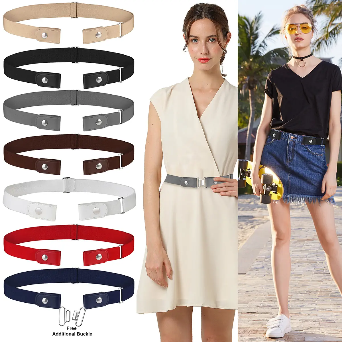 Falari No Buckle Stretch Belt for Women Elastic Waist Invisible Belt for Jeans/Pants