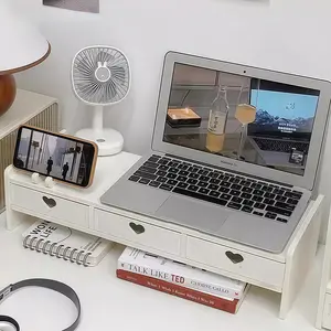 Computer Height Adjustable Stand Desktop Display Holder Multi-Functional Desk Organizer Laptop Drawer Pad Rack
