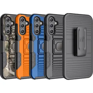 Nakedcellphone Rugged Combo for Samsung Galaxy A15 5G Phone Case, Hybrid Ring Grip Cover with Stand [Built-In Mounting Plate] and Belt Clip Holster Holder