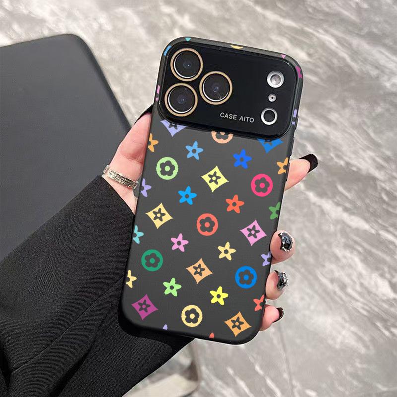 Trendy unique colorful Monogram Pattern Solid Color Phone Case with Ultra Skin friendly Touch, All Inclusive Lens Phone Case Suitable for Apple 17 16 15 14 13 12