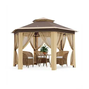 Garvee 13x13 ft Patio Gazebo with Mosquito Netting, Durable Steel Frame, UV Protection, Adjustable Heights, Instant Setup Canopy Tent for Outdoor Use in Backyard, Garden, Lawn, and Parties