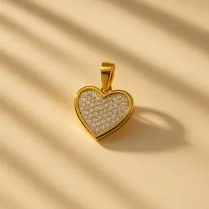 Heart-Shaped Pendant with Simulated Diamond | Yellow & Rose Gold Plated Elegant Design Lightweight Gift for Birthdays Anniversaries