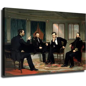 The Peacemakers Painting Abraham Lincoln Poster HD Wall Art Canvas Print Aesthetic Artwork for Bedroom Living Room Decor (08x12inch Framed)