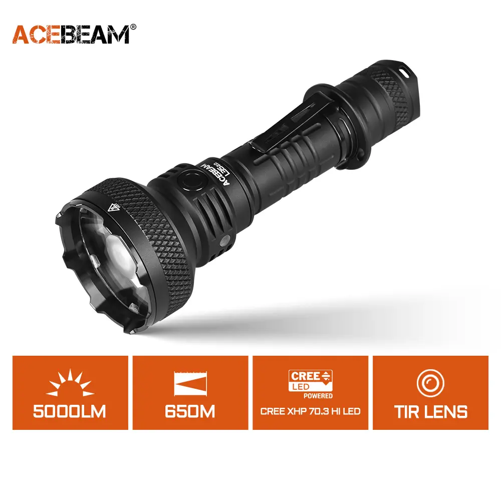 ACEBEAM L35 2.0 Rechargeable LED Pocket Flashlight - 5000 Lumens CREE XHP70.3 HI, Dual Switch, IP68 6.5ft Sub Waterproof, Tactical Modes, Lockout Antiaccident, Sturdy 250g Aluminum Alloy EDC, LED Powered Lighting, for Outdoor Camping-Hiking,home decor