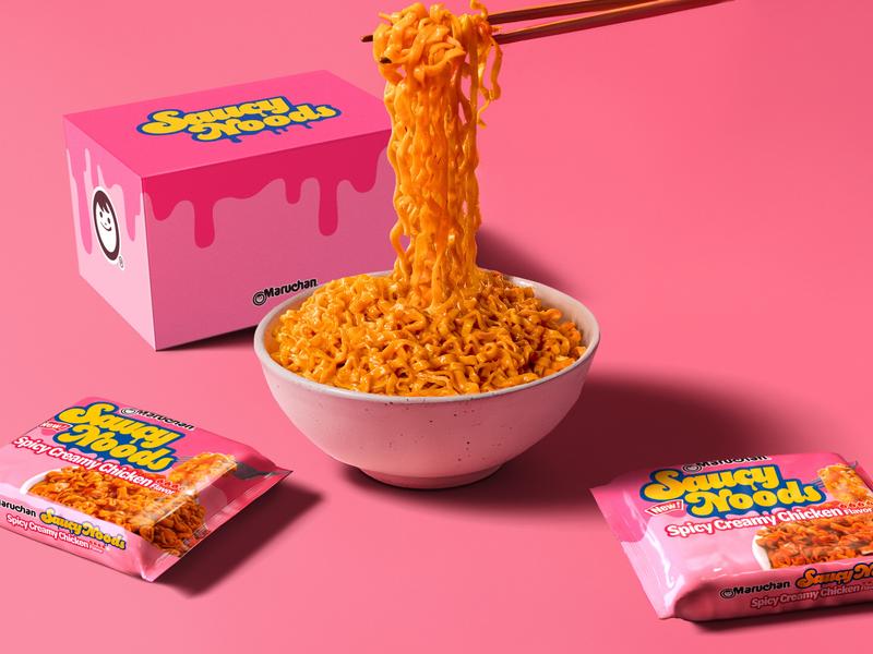 Maruchan Ramen Saucy Noods Variety Box - 2 Spicy Chicken & 3 Spicy Creamy Chicken Noodles for Bold Flavor & Playful Heat