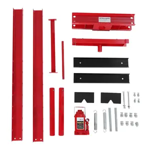 20-ton H-frame hydraulic shop press with adjustable height, dual press plates, and a dust cover. Built for bearing removal, metal bending, and assembly work.