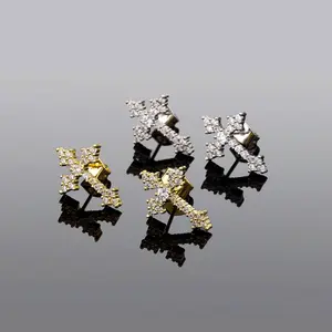 Minimalist Cross Stud Earrings , Hip Hop Micro Pave Zirconia Earrings for Men & Women , European Style Tiny Cross Jewelry , Trendy  Viral Unisex Gift Studearrings