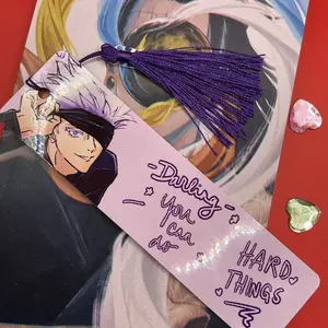 Gojo motivational bookmark purple tassel you can do hard things anime jujutsu kaisen double sided glossy shop reading Decal Durable Sturdy High Quality Photo Paper