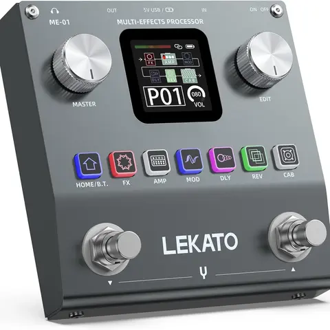 【Crazy Deal】LEKATO Multi Effects Electric Guitar Bass Pedal,Amplifier Modeler Pocket Rechargeable with 6 Effects Modules, 80 Editable Presets, 20 IRs BT Audio Headphone Output Preamp backtoschool
