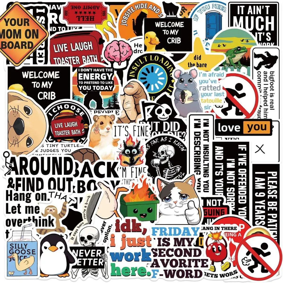 200-Pack Funny Stickers for Adults, Sarcastic Vinyl Waterproof Decals ...